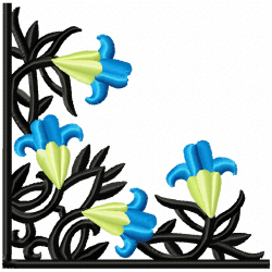 Floral Filigree Corners Embroidery Design 2